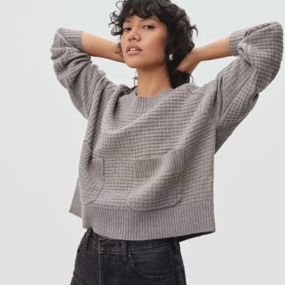 Everlane Belgian-Waffle Pocket Pullover in ReCashmere, XS